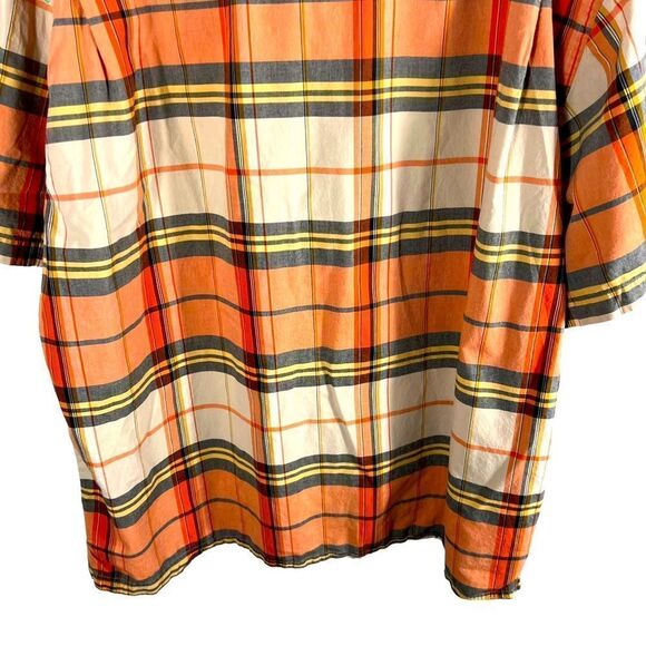 Vintage Tommy Hilfiger Orange Plaid Print Button Down Shirt - Picture 7 of 8